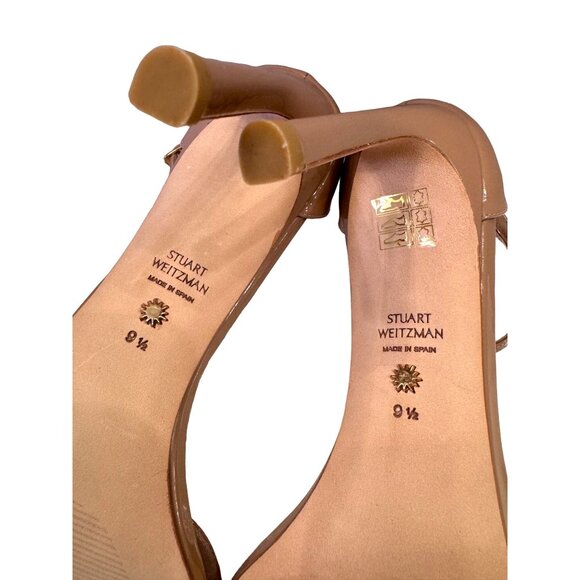 Stuart Weitzman Nudistsong Adobe Patent Size 9.5 Heels NWB 4" - Picture 11 of 14